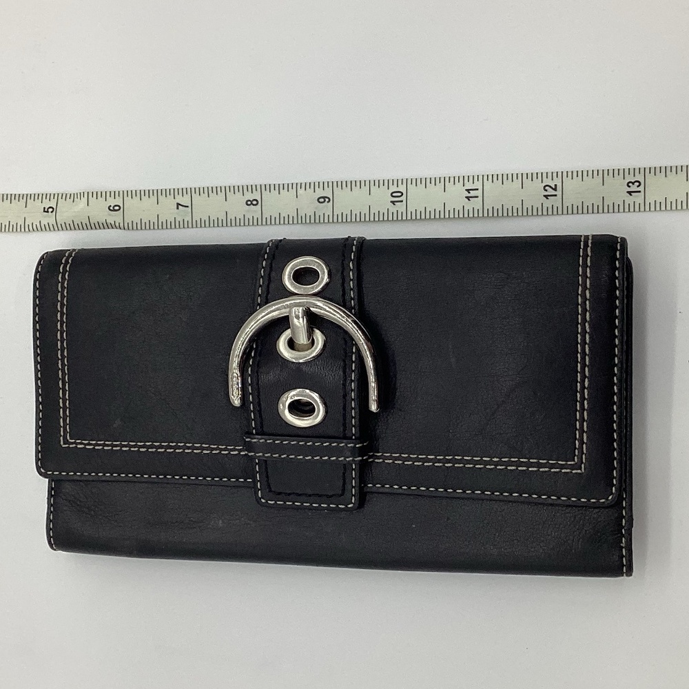 2151. Vintage Coach Black Wallet 2PC Set w/ Large Buckle VGUC - Picture 8 of 13
